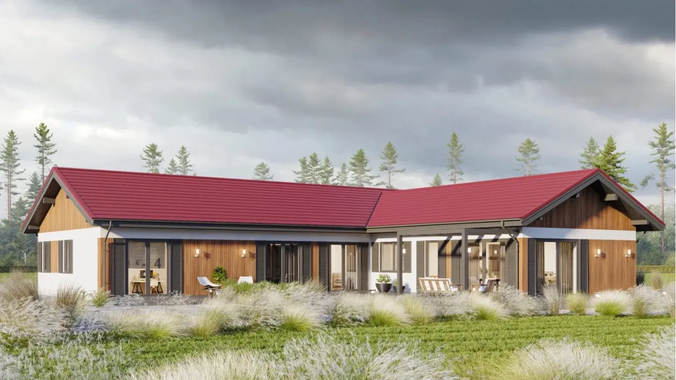 Ruime prefab bungalow met klassieke vorm en moderne afwerking